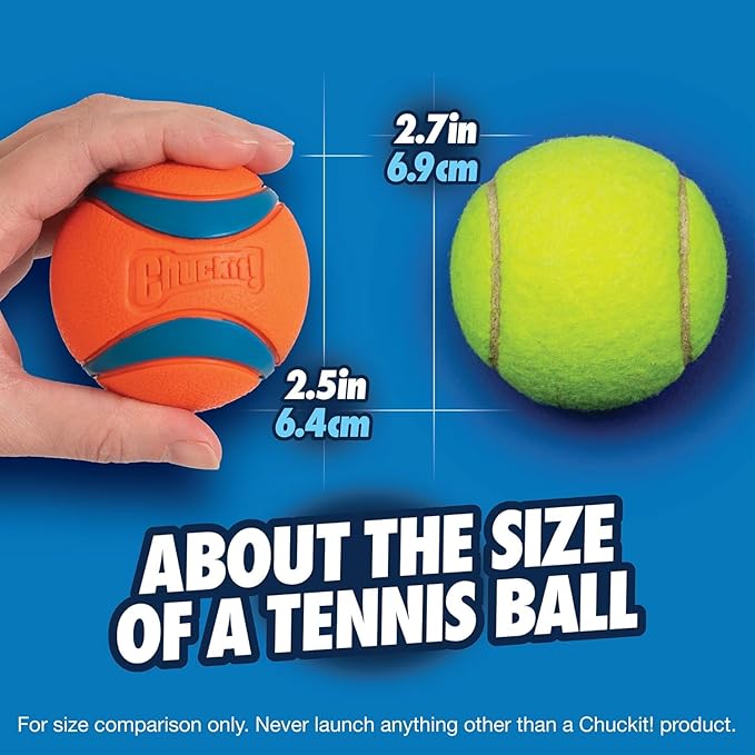 Chuckit! Ultra Ball Dog Toy - Medium Bouncy Fetch Balls for Dogs 20-60 lbs - Made from Durable Rubber - Floating Water Pet Toys - Size Medium - 2.5-inch Diameter -,2 Count (Pack of 3)
