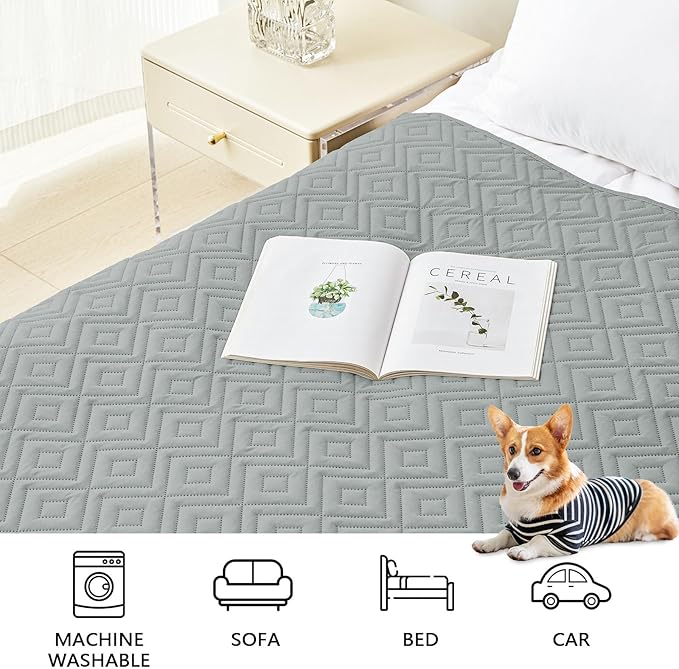 hyha Waterproof Dog Blanket, Soft Dog Bed Cover Pet Blankets, Waterproof Sofa Couch Cover for Dogs Washable, Reversible Pet Couch Covers for Sofa Furniture (82x102 Inch, Grey/Beige)