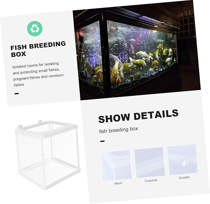 Happyyami Fish Breeder Box Transparent Mesh Isolation Tank for and Fish Easy to Clean Breeding for Aquariums Safe Protection