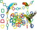 40Pcs Plastic Chain Links Toy, Random Shape & Color Link, Sugar Glider Cage Accessories & Bird Toys with Hooks for Climbing Swing, Multi-Color Multi-Shape