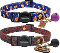 2 Pack Breakaway cat Collars with Bell,Safety Quick Release Pendant Cute Kitten Collar,Adjustable 20-30cm (Halloween1, 20-30cm)