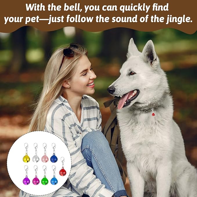9 PCS Cat Collar Bell, Dog Collar Charm Bells with Key Rings, Colourful Pet Small Bells with Clasps, Pet Bell Gift Charms for Collars DIY Crafts