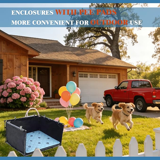 Dog Pee Pad Holder Tray with Washable Pee Pad - Foldable Indoor Potty Station for Small to Medium Dogs, Portable & Reusable Litter Box with High Walls (Large)