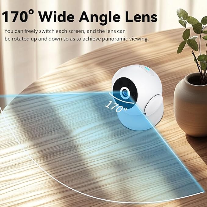 Bewinner 2K Indoor Security Camera, 360 Degree Cameras for Home Security Indoor with Motion Detection, Pet Camera with Phone App