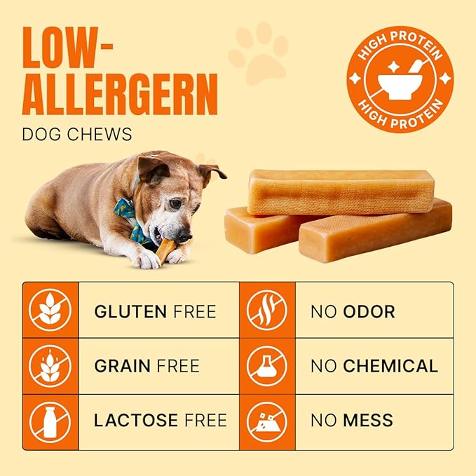 Tibetan Dog Chew Yak Cheese Sticks - Natural, Handmade Treats for Jumbo Dogs, Long-Lasting Entertainment, Perfect for Aggressive Chewers, Rawhide-Free, Grain-Free, Gluten-Free (1 Chew, Jumbo)