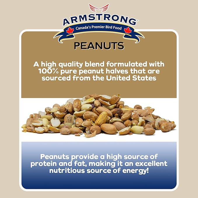 Armstrong Wild Bird Food Shelled Peanut Halves Bird Seed, 4.4 Pounds - for Downy Woodpeckers, Red-Breasted Nuthatches and Black-Capped Chickadees for Outside Feeders