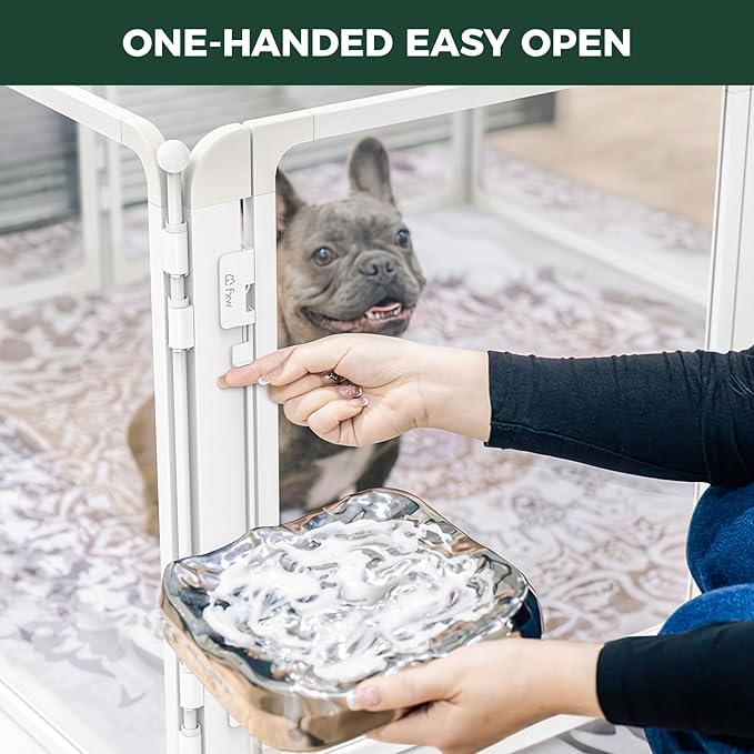 FXW AuraSpace Pro Metal & Acrylic Indoor Dog Playpen, All-Acrylic Clear Heavy-Duty Design, 24" Height 12 Panels for Puppies & Small Dogs, White│Patented