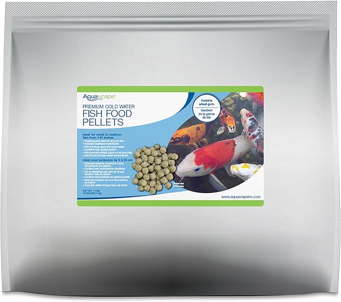 Aquascape 81047 Premium Cold Water Fish Food Pellets for Large Pond Fish, Large Pellet, 11 Pounds