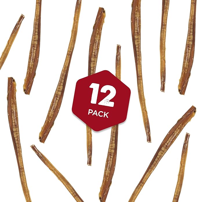 Best Bully Sticks 12 Inch Odor-Free Bully Sticks for Dogs - 12 Count (Pack of 1) - Natural Grass-Fed Beef, Easily Digestible, No Grain or Rawhide - Large Breeds