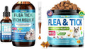 Natural Cat Flea Treatment Chewables & Flea and Tick Prevention for Dog and Cat, Supports Healthy Skin & Coat - Oral Supplement for All Breeds & Ages - Chicken