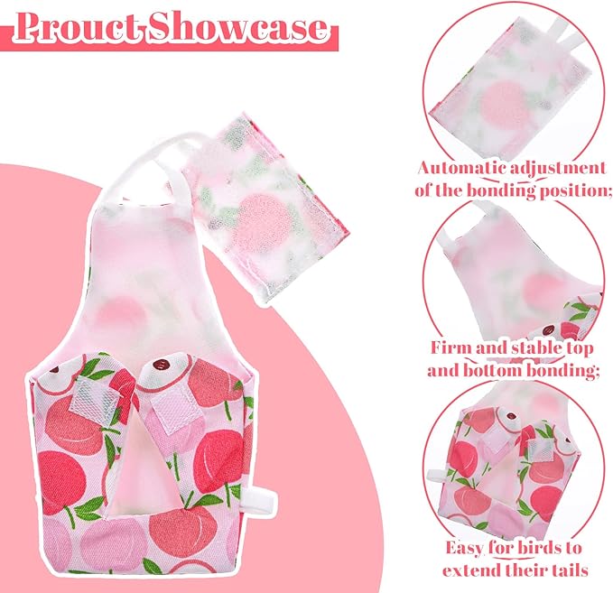 5 Pcs Bird Diaper, Parrot Nappy with Waterproof Inner Cute Parrot Pants Reusable Cockatiel Clothes Flight Suit for Parakeet Cockatiel Mini Macaw Budgie Canary