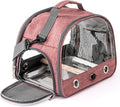 Portable Bird Cage Bird Carriers Foldable Panoramic View with Perch Removable Tray for Parrot Hamster Hedgehog Rabbit Sugar Glider (Light Red)