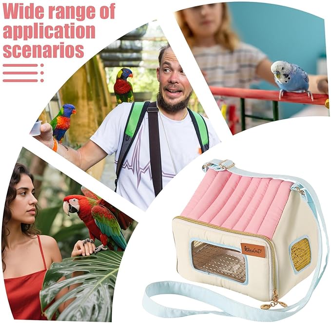 Bird Travel Carrier - Warm Breathable Portable Accessories with Stainless Steel Tray | Bird Carrier Travel Cage - for Animal Pigeon Offices Outing Vehicle Car Road Trip Daily Indoor Outdoor