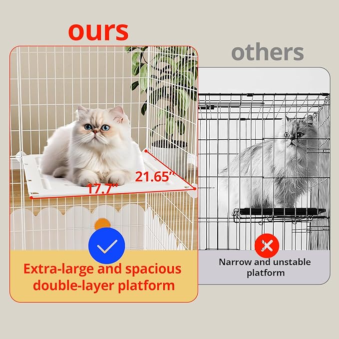 Oneluck Large Cat Cage Indoor On Wheels,Cat Enclosure with Litter Box Ideal for 1-3 Cats,Catio 35.5" L x 21.6" W x 44.4" H,Kennel for Cats
