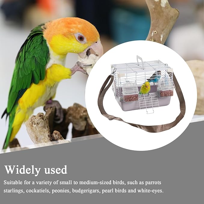 Small Bird Carrier - Heavy Duty Travel Cage with Comfortable Grip, Compact Ventilation Structure, Sturdy Locking Door System, Breathable Design | Portable Pet Enclosure for Peony Parrots, Pearl