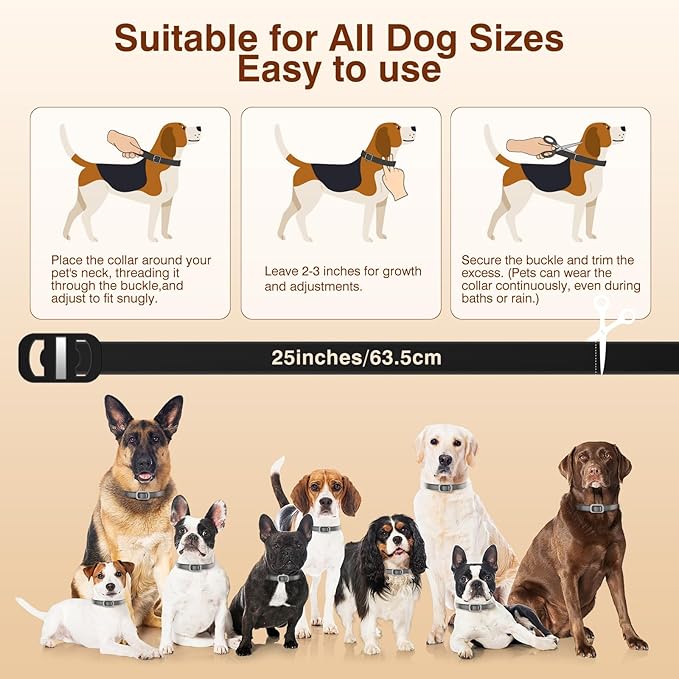 Flea Collar for Dogs, 4 Pack Flea and Tick, Dog Flea Collar with Natural Essential Oils, Adjustable Size for All Ages of Dogs(Black)