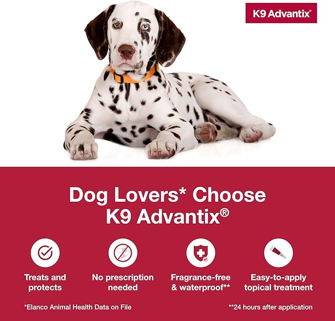 K9 Advantix Flea, Tick & Mosquito Prevention for Dogs 21-55 lbs. | Flea Drops for Large Dogs | Apply Monthly | 6 Treatments (Pack of 3)