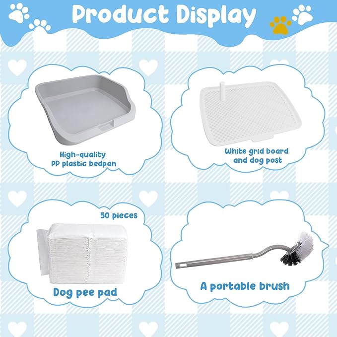 XL Dog Litter Box,Pee Pad Holder, Puppy Pads Holder,Include Box,Pee Pad&Cloth,Puppy Potty Training Tray for Small/Medium Dog