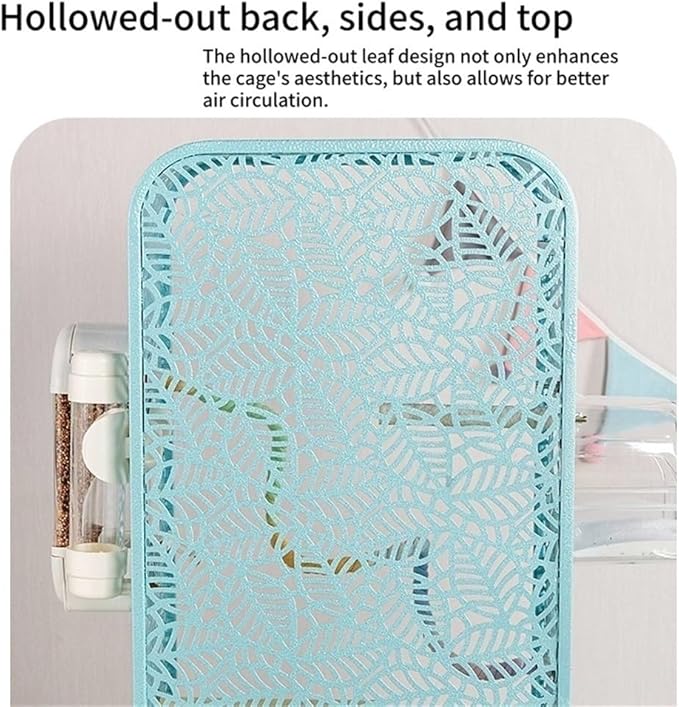 Metal Birdcage with Stand, Decorative Small Bird Cage for Parakeets, Cockatiels, Budgies, Indoor Bird Decor for Home(Light Gray)