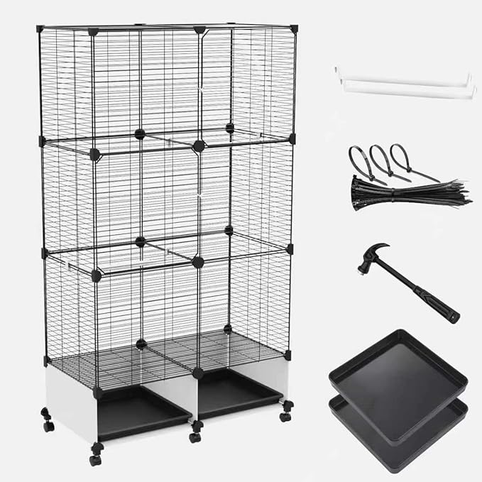 Lightweight Bird Cage with Removable Tray and Adjustable Perch – Portable Small Animal Cage with Single Lockable Door, Easy to Clean & Move for Parrots, Parakeets, Cockatiels, and Finches-L