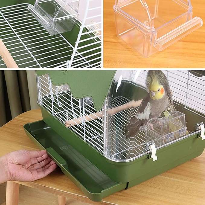 Travel Cage For Birds – Portable Carrier | Full View Cockatiel Cage With Handle, Portable Bird Carrier For Parakeet, Conure, Cockatiel, Canary, Lovebird, Finch, Ideal Living Room, Indoor, Outdoor, Par