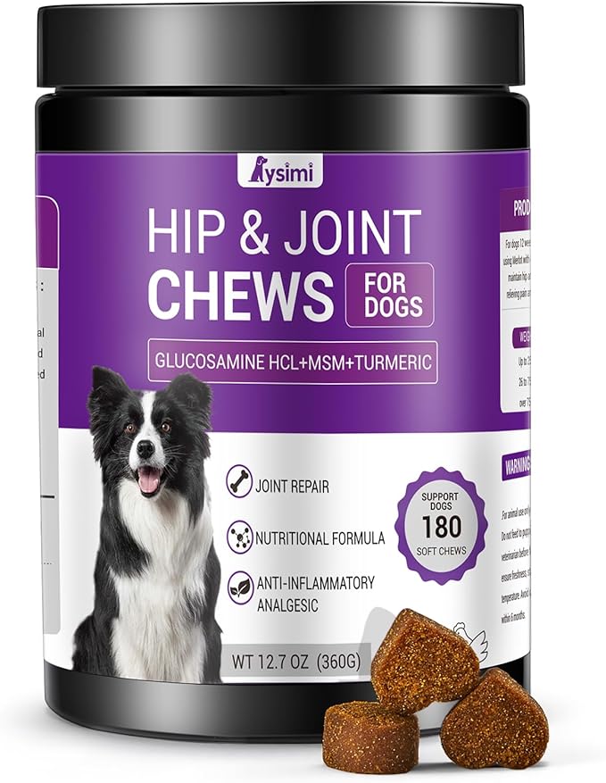 Hip and Joint Supplement Dogs, Glucosamine Chondroitin Joint Supplement for Dogs, Joint Chews for Dog Joint Pain Relief 180 Ct Chicken Flavored Fit All Breed