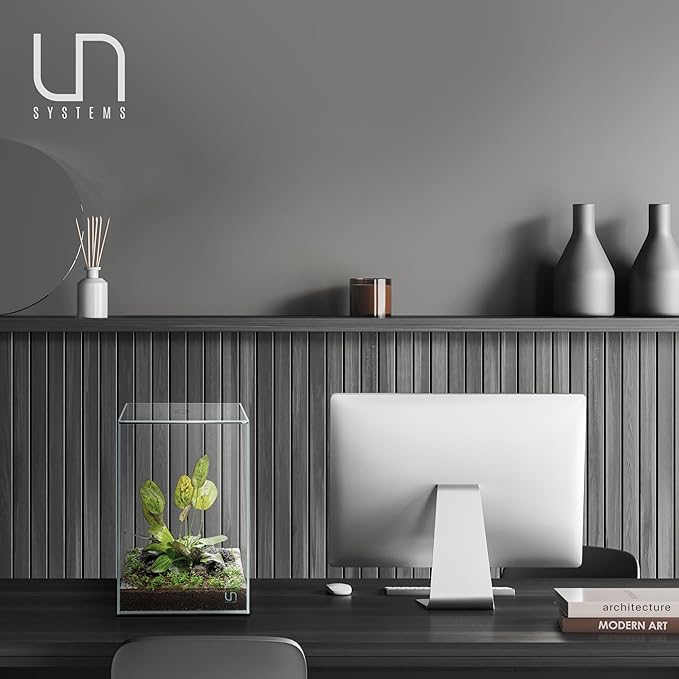Ultum Nature Systems Prism Rimless Aquarium - Low Iron Glass, Cube With Mitered Lid, Tall Fish Tank, Multi-Purpose Vertical Nano Tank for Home & Office - UNS Prism, 25TM