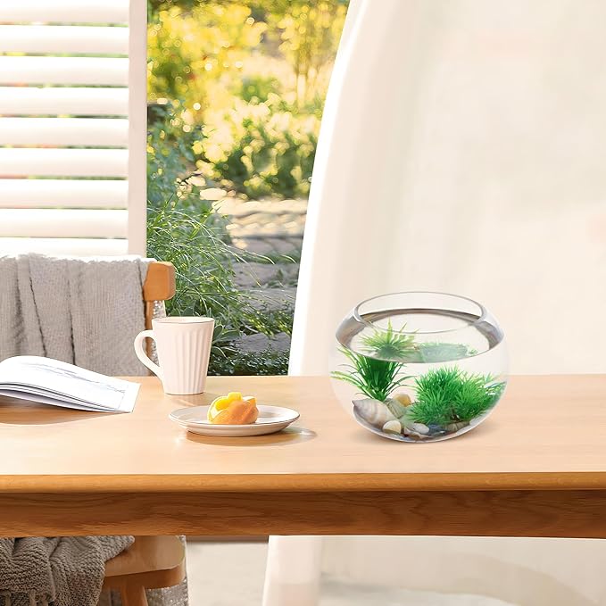 HOMSFOU Glass Fish Bowl Bubble Goldfish Bowl Round Glass Jar Terrarium Globe Flower Vase Hydroponic Planter Fish Tank Candy Jar Wishes Bottle for Micro Landscape 20cm