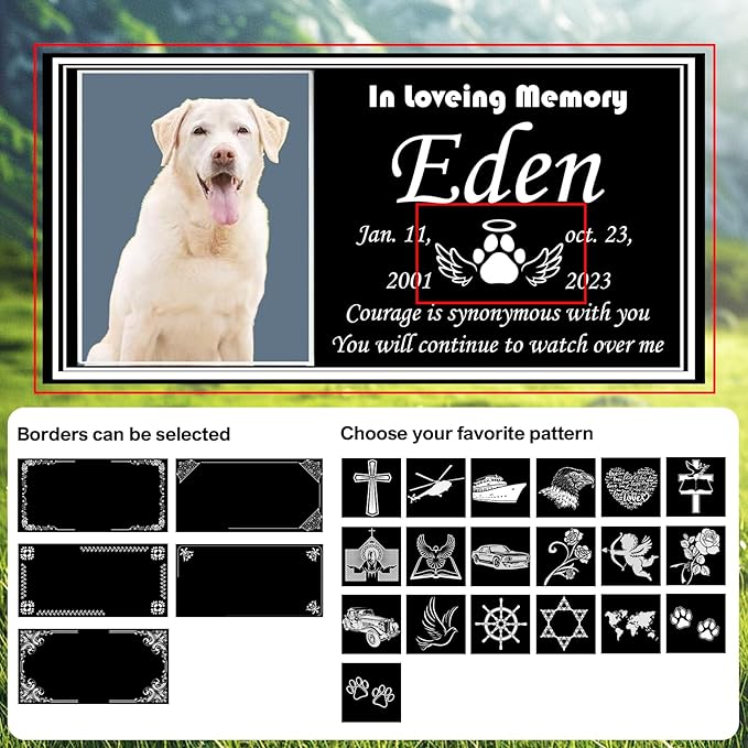 Pet Memorial Stones for Dogs & Cats, Personalized Dog Memorial Plaques for Pet Grave Stones for Outdoor - Cats Headstones, Tombstones for Grave Markers with Photo (Ceramics)