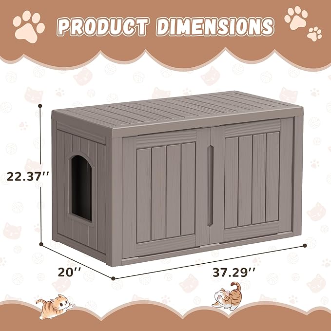DRATO Outdoor Indoor Cat House, Resin Waterproof & Easy to Assemble Cat Shelter Suitable for Indoor & Outdoor Cats, Sturdy & Durable