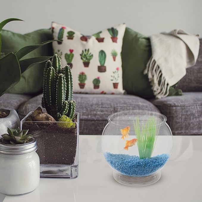 Alipis Desktop Fish Tank Small Round Fish Bowl 5.90X5.90X5.11In Clear Plastic Aquarium for Office Home Decor and