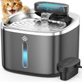 oneisall Cat Water Fountain, 3.5L/118oz Battery Operated Pet Fountain Stainless Steel, Automatic Water Fountains for Cats Indoor, Rechargeable (Hale 3.5L Black Color)