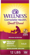 Wellness Complete Health Healthy Weight Small Breed Adult Dry Dog Food, Wholesome Grain Kibble, Natural, Turkey and Brown Rice Recipe, 12 lb Bag