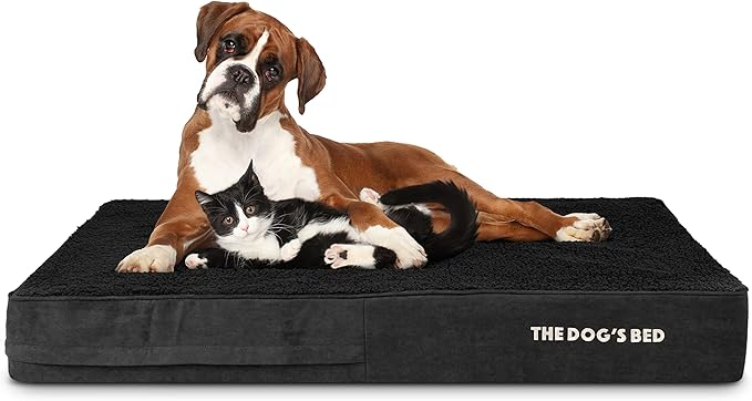 The Dog’s Bed Orthopedic Memory Foam Dog Bed Mattress, Plush Fabric, Black Plush, XL, 6-Inch