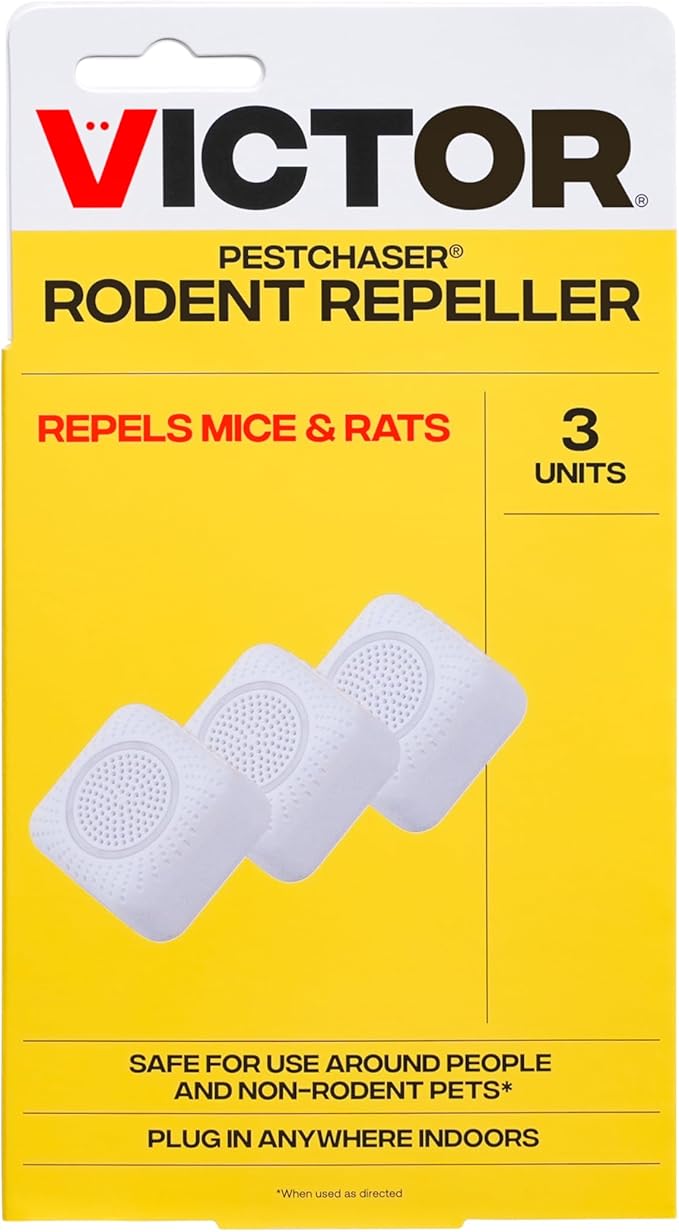 Victor PestChaser Indoor Ultrasonic Rodent Repellent with Nightlight - 3 Pack Rodent Repeller Mouse Deterrent Plug In Devices - Repels Mice Indoors - M753K