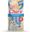 INABA Churu Cat Treats, Creamy Lickable Purée Cat Treat with Vitamin E, 0.5 Ounces Each Tube, 4 Tubes, Tuna Recipe