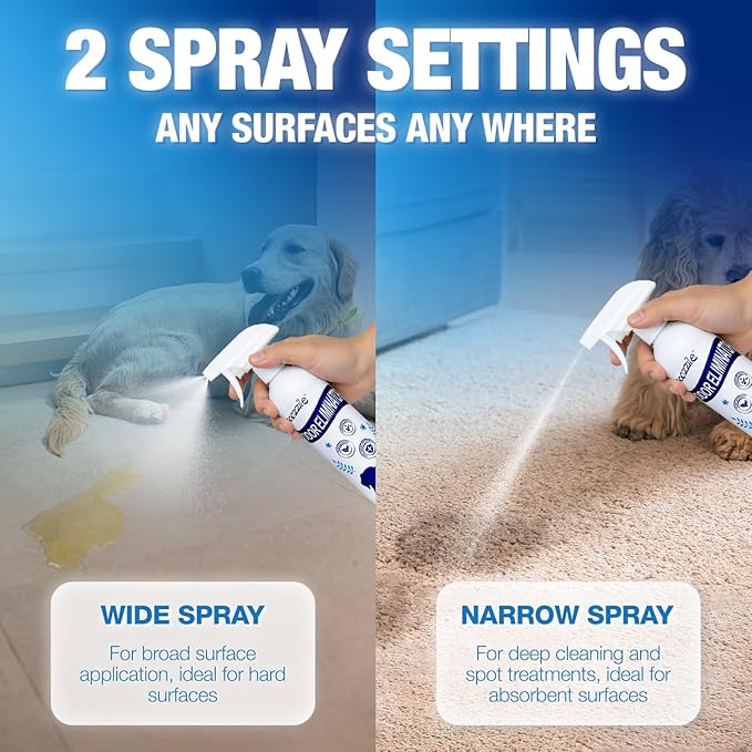 Pet Odor Eliminator, Odor Remover and Pet Spray Fragrance Free Colorless 16.9oz Spray, Safe Highly Effective Carpet and Cat Litter Deodorizer for Dogs and Cats(16.9Fl Oz (Pack of 2))