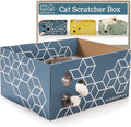 Extra Large Cardboard Cat Scratcher with Refillable Double-Sided Scratch Pad, No‑Mess Cat Scratching Box for Indoor Cats