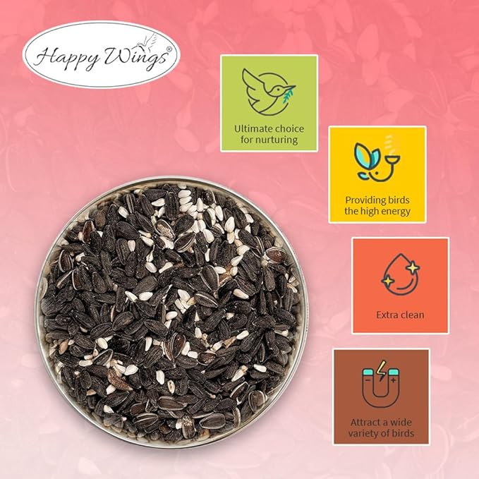 Happy Wings Cardinal Blend Bird Food, Mix of Sunflower and Safflower Seed, 10 Pounds - 5 Pounds Combo Pack of 2 | No Grow Seed | Bird Food for Wild Birds