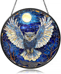 Owl Suncatcher - Moonlit Stained Glass Window Hanging Decor for Nature Lovers, Whimsical Night Bird Gift for Owl Enthusiasts,Sun Catchers Indoor Window, Outdoor Celestial Home Decoration (7.87 Inch)