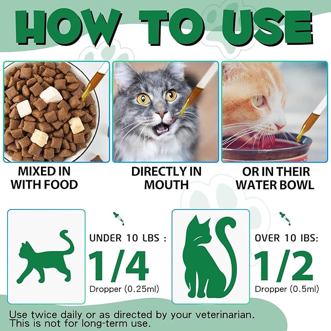Natural Broad Spectrum Treatment, Herbal Cleanse, Digestive Support for All Cat Breeds, Gut Health, Supplement Drops Enhanced with Probiotics Specifically Formulated for Cats & Kittens