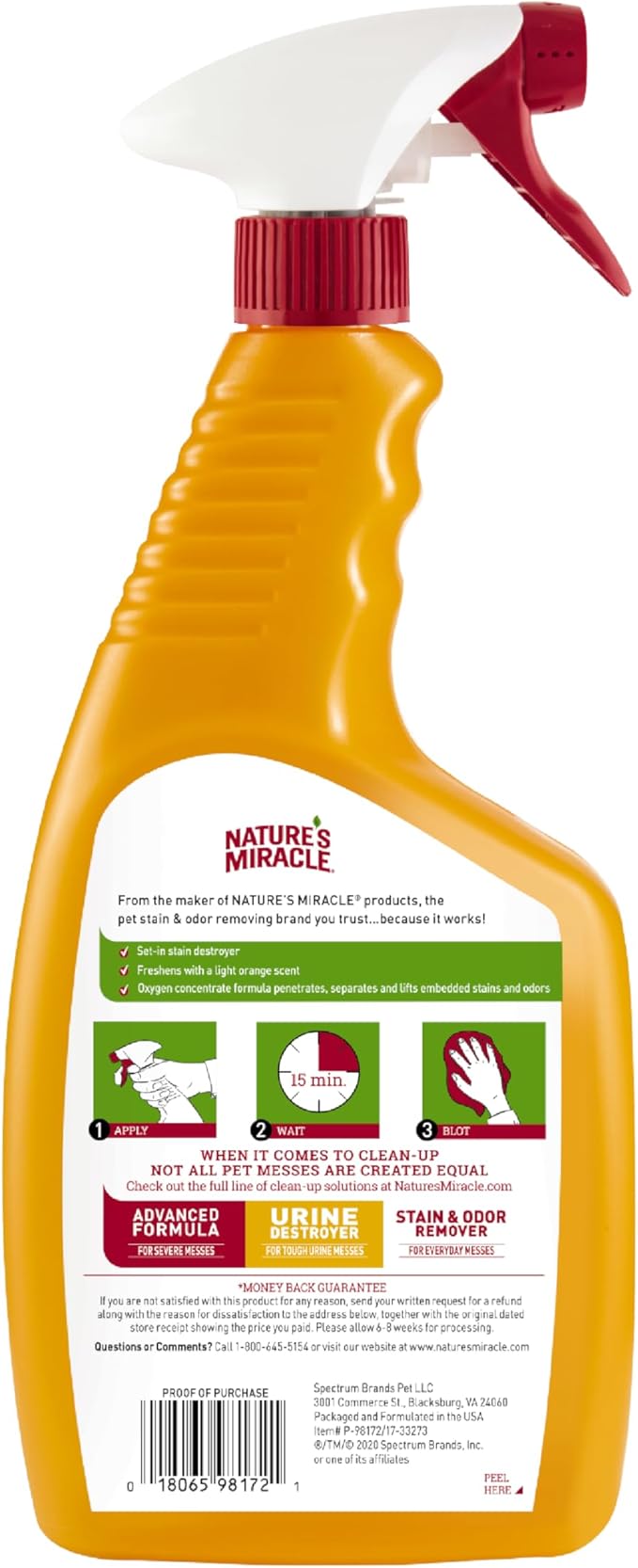 Nature’s Miracle Set-In Stain Destroyer For Dog Messes, 24 Ounces, Oxy Formula With Orange Scent