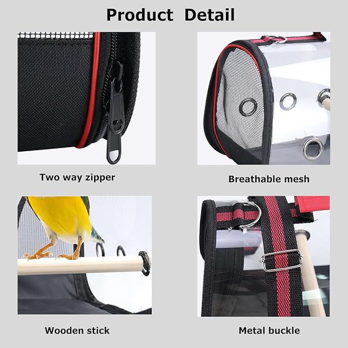 Bird Carrier Portable,Lightweight Breathable Parrot Outgoing Bags,Small Pet Carrier Bag with Shoulder Strap,Bird Rat Guinea Pig Squirrel Carrier_L
