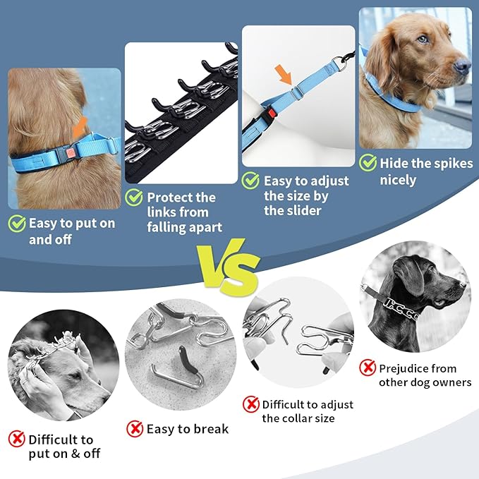 Mayerzon No Pull Dog Collar, Patented Martingale Collar for Small Medium Large Dogs with Buckle and Heavy Duty Nylon for Walking Training Hunting, Safe and Easy to Use(M, Blue)