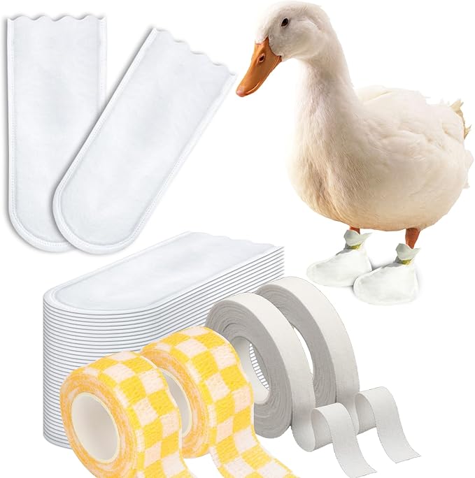 Disposable Boots for Real Duck Feet, Bumble Foot for Duck Supplies with Bandage, Large Size (Yellow, 40 PCS)