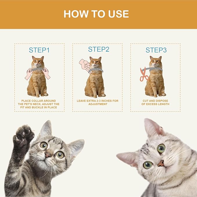 Flea and Tick Collar for Cats &Kitten, Natural Essential Oil Flea and Tick Prevention for Cats, 15 Inch, 8 Month Protection, 2 Pack