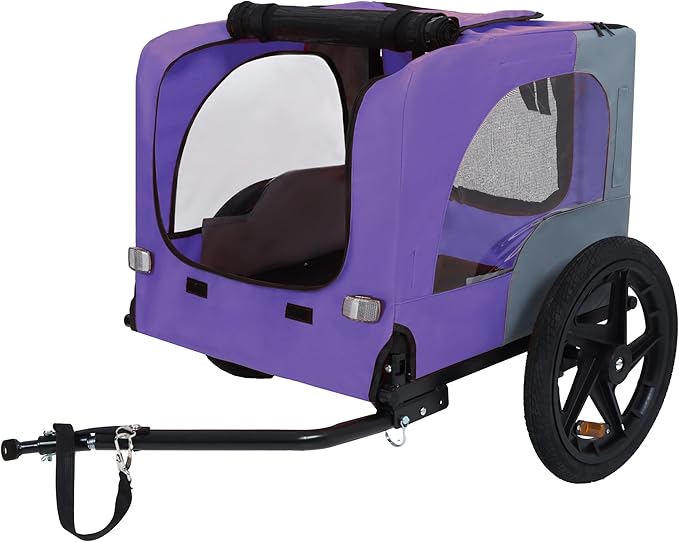 Heavy Duty Dog Bike Trailer with 16" All-Terrain Wheels & Universal Hitch, Foldable Pet/Cargo Carrier for Bicycles, Camping, Hiking