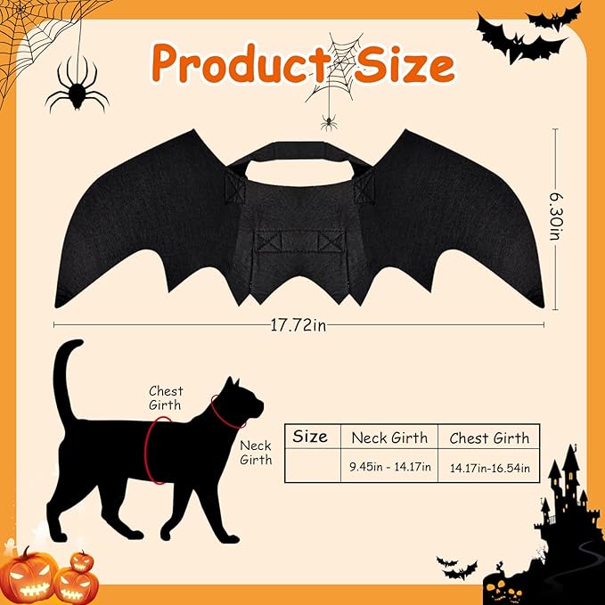 Halloween Cats Costumes Wings & Mask - Kittens Only Cat Bat Masks Small Pet Costume Decoration Clothes Accessories, Pets Harness Supplies Cute Outfit Apparel, Black Funny Cosplay Outfits for Party