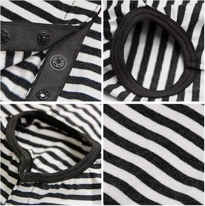Dog’s Recovery Suit Post Surgery Shirt for Puppy, Wound Protective Clothes for Little Animals(Black White Stripe-xs)