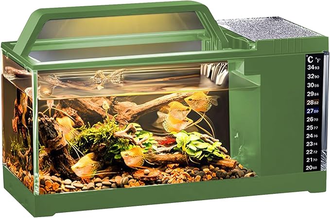 Fish Tank Kit - Aquarium Starter Set, Desktop Fish Bowl with Filter Light | LED Water Circulation Tank, Compact Quiet Pump System for Home Bedroom Office Living Room Decorations